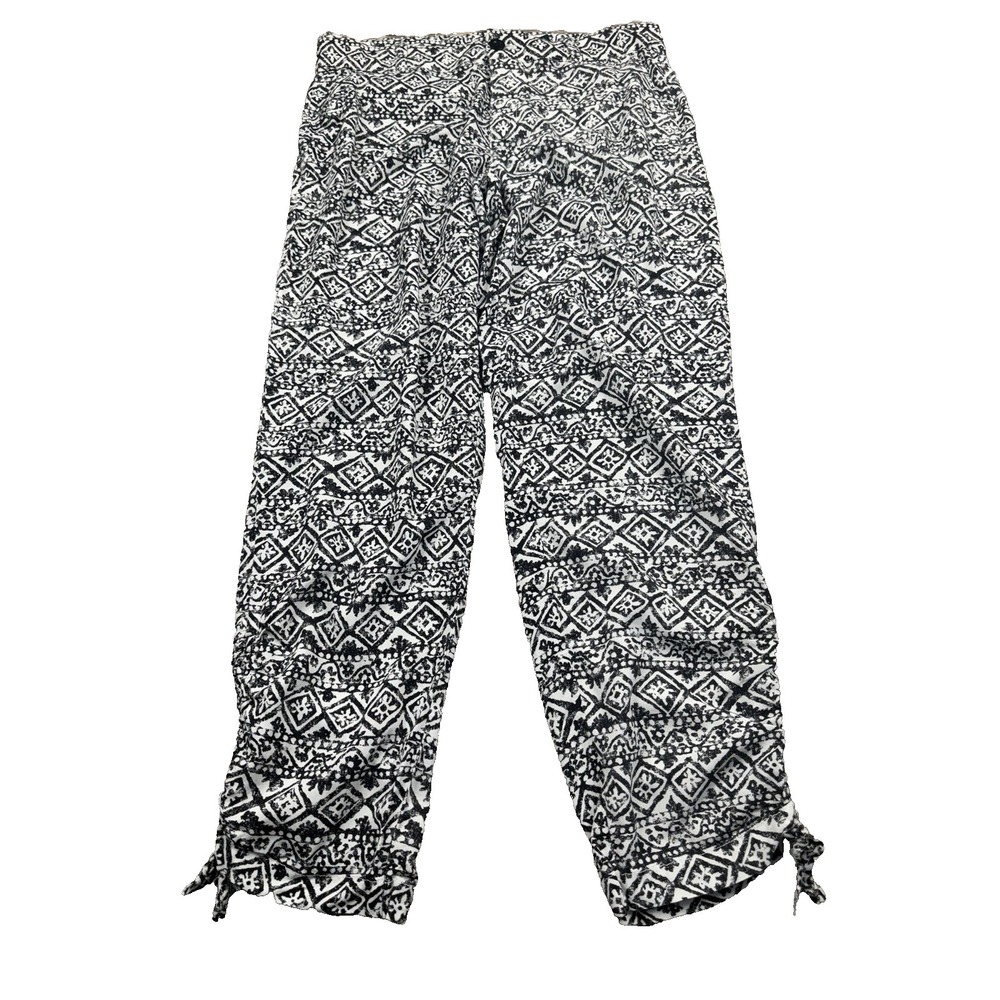 Lauren Ralph Lauren Viscose Cropped Pants Women's 6 Black White Lightweight
